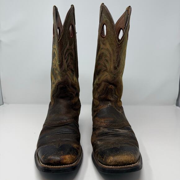 Justin Stampede Square Toe Western Boot Men\'s 9D Brown Leather Cowboy main image 4